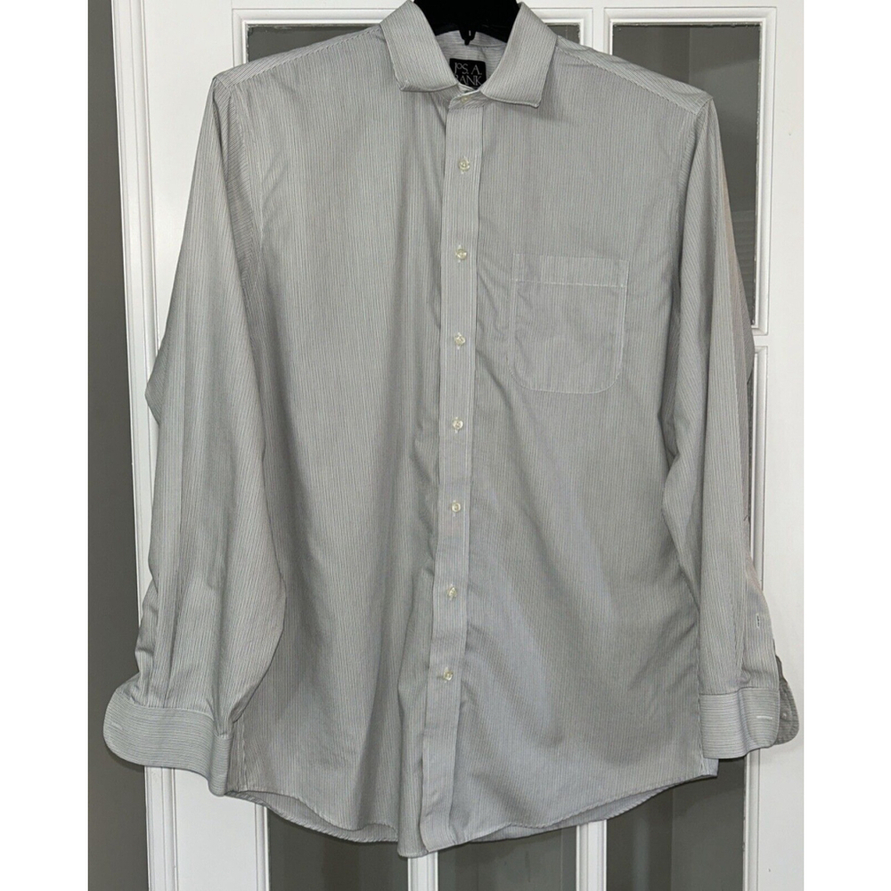 Jos A Banks 16.5 -35 Blue Striped Long Sleeve Button Up